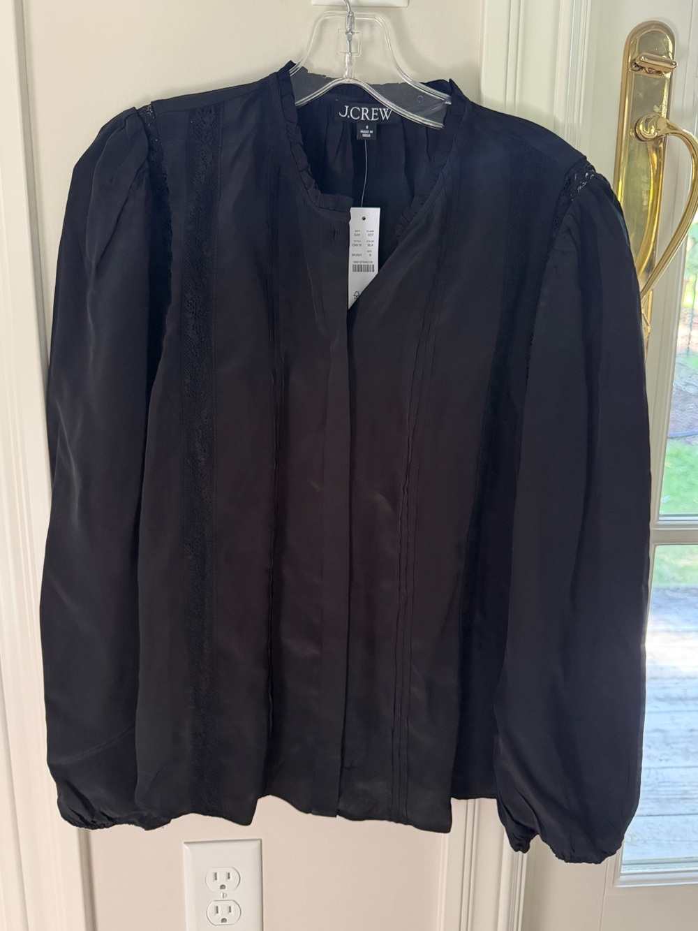 DARLING J. Crew silky black top- size 8 -NWT
